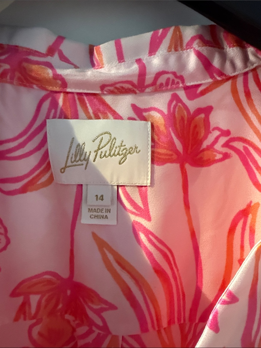 Lilly Pulitzer Pink & Orange Floral Long Sleeve Tunic Dress - Picture 2 of 5